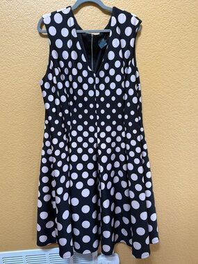 Black & White Polka Dot Plus Rockabilly Dress 24W A-Line Dress